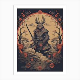 Samurai Tsuba Style Illustration 5 Art Print