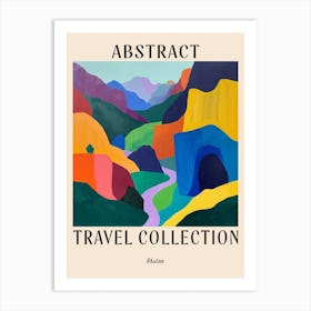 Abstract Travel Collection Poster Bhutan 1 Art Print