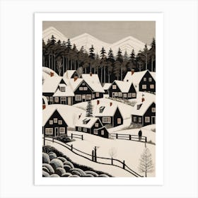 Minimalist Scandinavian Village Painting (22) Art Print