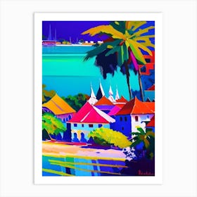 Sihanoukville Cambodia Colourful Painting Tropical Destination Art Print