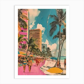 Miami   Retro Collage Style 2 Art Print
