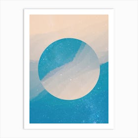 Minimal art abstract sparkling blue sky watercolor painting Art Print