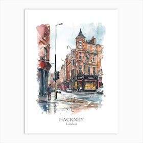 Hackney London Borough   Street Watercolour 6 Poster Art Print
