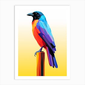 Colourful Geometric Bird Crow 3 Art Print