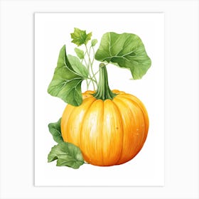 Buttercup Squash Pumpkin Watercolour Illustration 1 Art Print