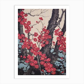 Yama Zakura Mountain Cherry 2 Vintage Botanical Woodblock Art Print