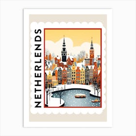 Retro Winter Stamp Poster Amsterdam Netherlands 2 Art Print