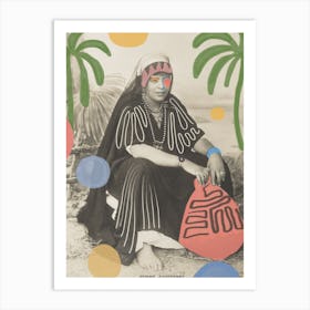 Vintage Picture Of Egyptian Woman With Hand Drawn Shapes On Top Art Print