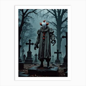 Creepy Freaky Clown in The Woods Art Print