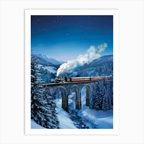 Advertising Poster Featuring A Cutout Steam Train Traversing A Serpentine Viaduct Above A Picturesqu (1) 4 Art Print