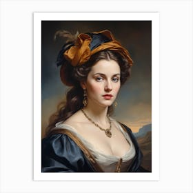 Elegant Classic Woman Portrait Painting (25) Art Print