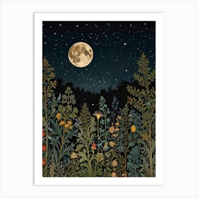 Moonlight In The Meadow Style William Morris 1 Art Print Art Print