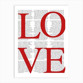 Red Love Newspaper Art Print