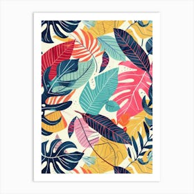 Tropical Leaves Seamless Pattern 28 Art Print