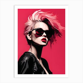 Girl With Pink Hair 1 Art Print