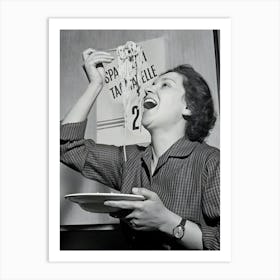 Angela Montesissa A Waitress At The Moka Cafe Spaghetti Eating Contest 1956 Art Print