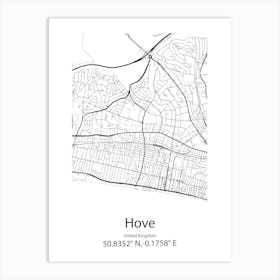 Hove,United Kingdom Minimalist Map Art Print