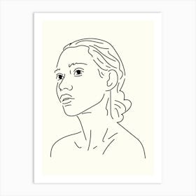 Portrait Of A Woman Monoline Hand Drawing Aesthetic Illustration Art Print