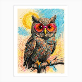 Owl In Sunglasses 2 Art Print