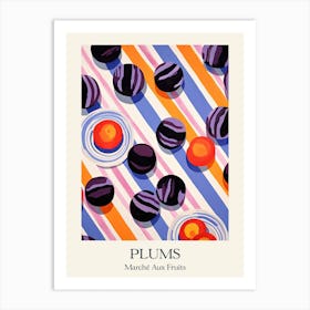 Marche Aux Fruits Plums Fruit Summer Illustration 2 Art Print