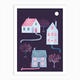 Spring in Townsville Houses In The Moonlight Art Print