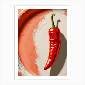 Red Chili Pepper On A Plate Art Print