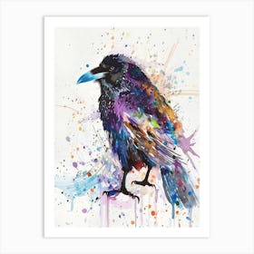 Crow Colourful Watercolour 2 Art Print