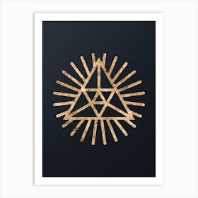 Geometric Gold Glyph Abstract on Dark Teal n.0328 Art Print