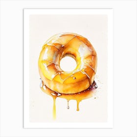 Honey Glazed Donut Cute Neon 1 Art Print