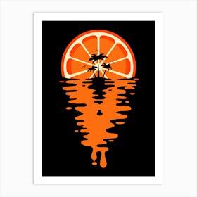 Sunset Orange Vaporwave Art Print