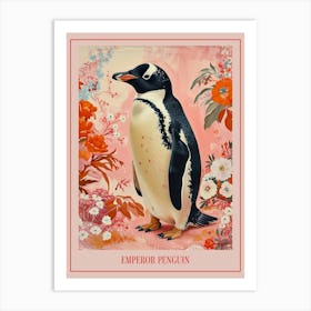 Floral Animal Painting Emperor Penguin 3 Poster Art Print