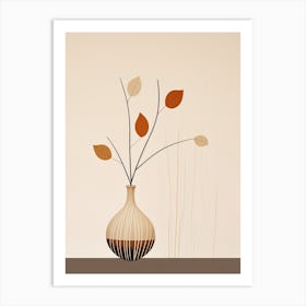 Vase With Leaves 1 Art Print