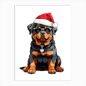 Christmas Rottweiler Dog Art Print