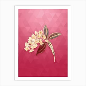 Vintage Dense Flower Dendrobium Botanical in Gold on Viva Magenta n.0884 Art Print