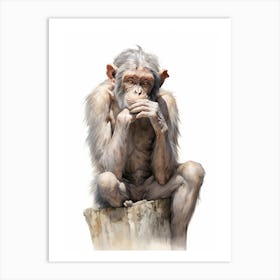 Watercolour Thinker Monkey 3 Art Print