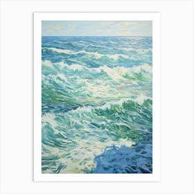 Pastel Watercolor Waves of the Ocean Art Print