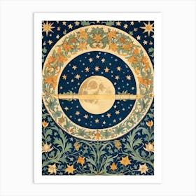 Moon And Stars Art Print