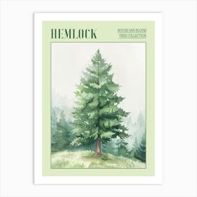Hemlock Tree Atmospheric Watercolour Painting 4 Poster Art Print