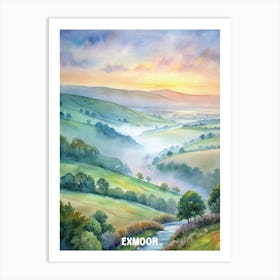 Exmoor National Park Watercolor Painting Art Print