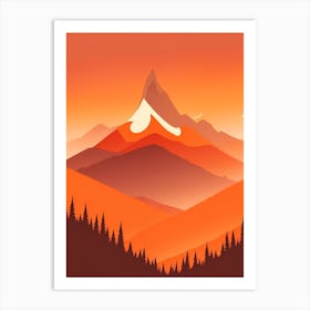 Misty Mountains Vertical Composition In Orange Tone 156 Art Print