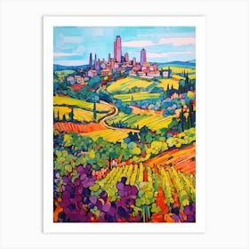 San Gimignano Italy 4 Fauvist Painting Art Print