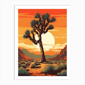  Retro Illustration Of A Joshua Tree At Dusk 8 Art Print