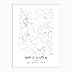 Sint Gillis Waas,Belgium Minimalist Map Art Print