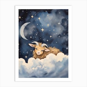 Baby Goat 1 Sleeping In The Clouds Art Print