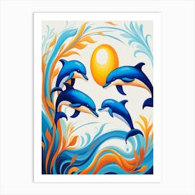 Dolphins In The Sea Art Print