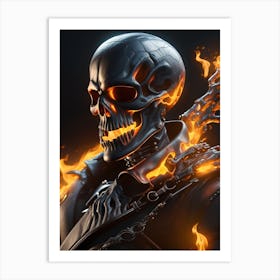 Skeleton In Flames 1 Art Print