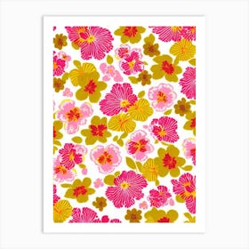 Orchid Floral Print Retro Pattern 1 Flower Art Print