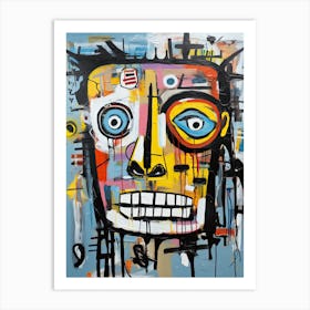 Neo-Expressionist Thrills: Basquiat's style Halloween Skulls Art Print