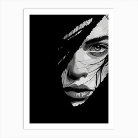 Monochrome Mysterious Portrait Art Art Print