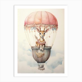Baby Deer 1 In A Hot Air Balloon Art Print